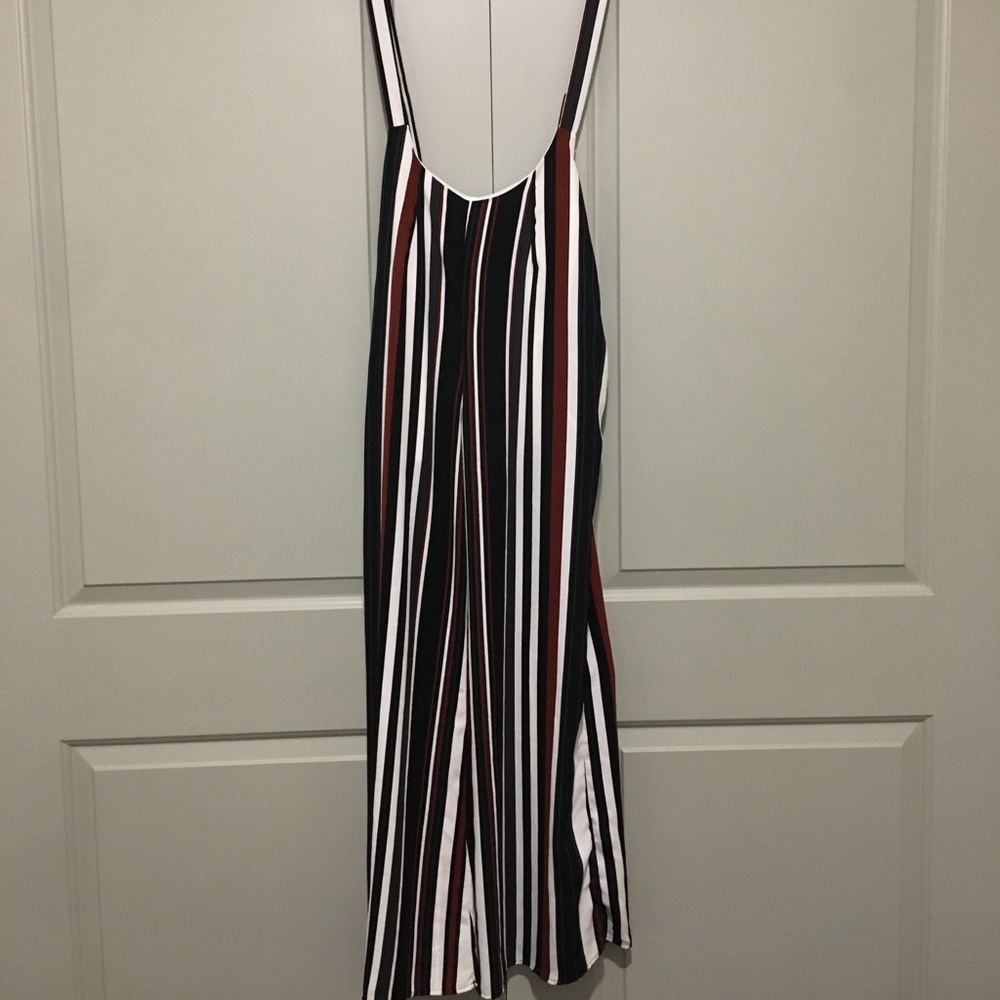 Wide leg striped suspender pants. Worn once.